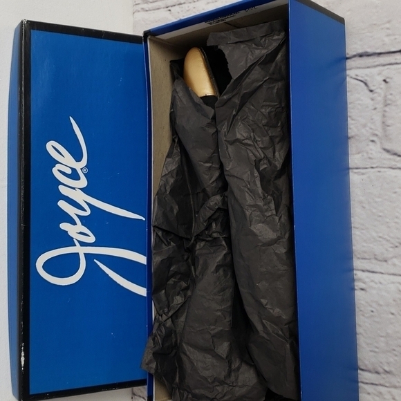 VINTAGE Joyce Smiley Flats Black Linen & Gold Metallic Upper USA  VGUC In Box - Picture 13 of 15